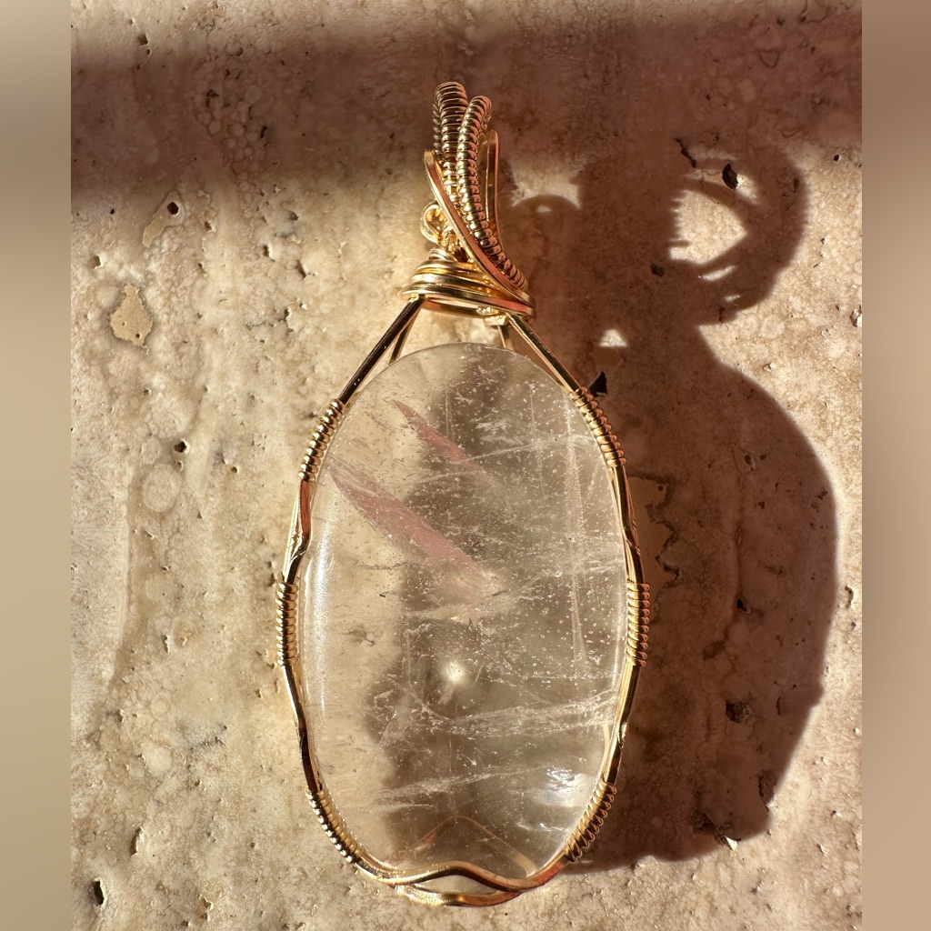 14k Gold Filled Quartz Crystal Necklace Pendant